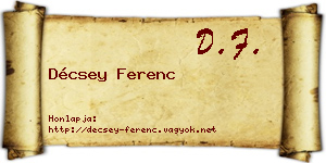 Décsey Ferenc névjegykártya