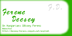 ferenc decsey business card