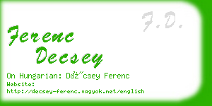 ferenc decsey business card